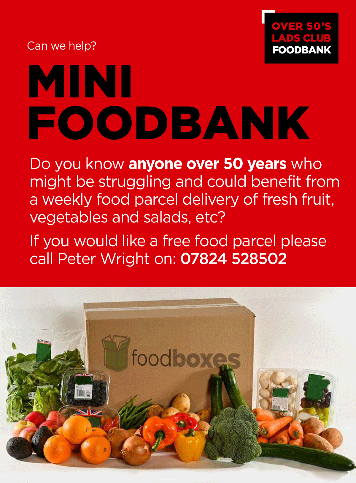 Appeal for volunteers for over 50's mini foodbank